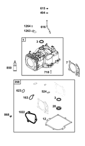 Cylinder Group Diagram and Parts List for 8P502-0090-H5  Briggs and Stratton Engine